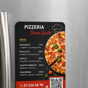 Promocijski magnet za gostinstvo Magnet z menijem in QR kodo_DStuff_si